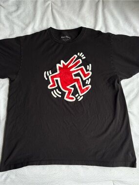 Official Keith Haring ' Red Dog ' Front Print Black T-Shirt Men’s Size XL